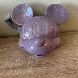 NWT Loungefly Purple Glitter Mickey Mouse Head Crossbody bag